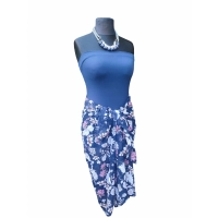 Wzorzysta spódnica plażowa chusta PAREO L/XL różowe kwiaty